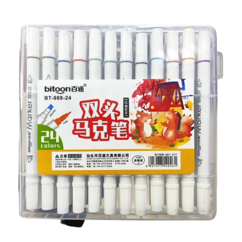 ست ماژیک طراحی دو سر راندو ۲۴ رنگ Bitoon