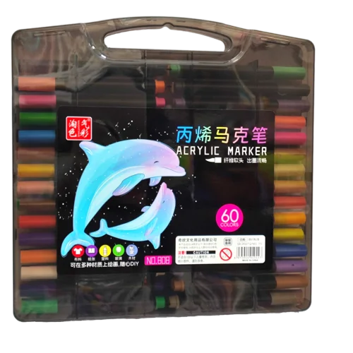 ماژیک آکریلیک ۶۰ رنگ نوک قلمویی (Acrylic Marker Brush Tip)