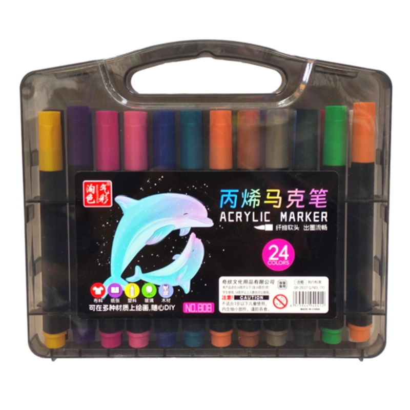 ماژیک آکریلیک ۲۴ رنگ نوک قلمویی (Acrylic Marker Brush Tip)