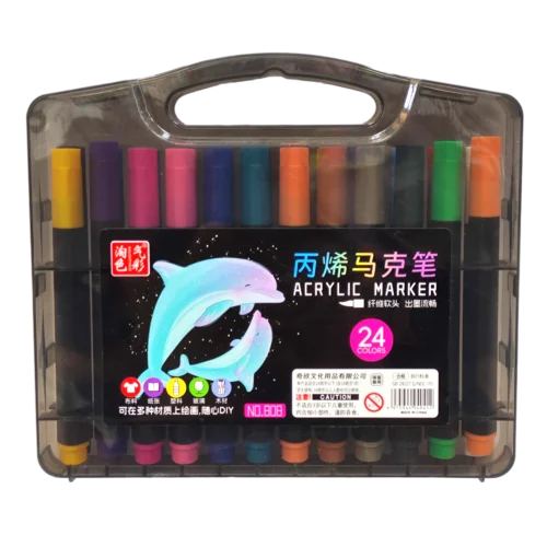 ماژیک اکریلیک ۲۴ رنگ نوک قلمویی (Acrylic Marker Brush Tip)